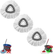 3Pcs Spin Mop Replacement Heads, White Large 360° Easy Wring Spin Mop Head 100% Microfiber Refill, Easy Cleaning Spin Mop Head, Deep Clean, Machine Washable For Easy House Cleaning Floor Mopping - MàuA - Xem 1