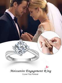 Nhẫn Moissanite bạc S925, quà tặng cầu hôn, kỷ niệm, ngày Valentine, nhẹ nhàng, sang trọng, đa năng, phù hợp đeo hàng ngày cho nữ. - trắng - Xem 5