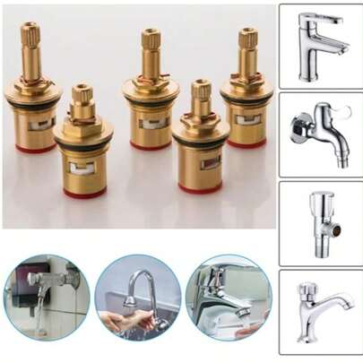 1个水龙头阀门出水接头，浴室水龙头出水嘴，通用黄铜水龙头阀门，通用替换水龙头阀门，黄铜陶瓷阀芯水龙头阀门，适用于浴室，可顺时针或逆时针旋转