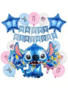 史迪奇主题气球和装饰套装 - 生日派对装饰和庆祝场景布置组合 - 多色 - 查看 6