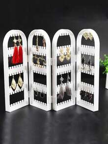 One Earring Display Stand, Foldable Jewelry Necklace Box Organizer - White - View 5