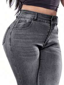 Women's Butt Lifting Jeans, High Stretch Leggings, Fashionable And Elegant, Suitable Dates, Commuting, Casual Travel, Valentine's Day And New Year Wear - 中灰色 - 查看 7