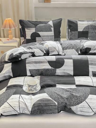 3pcs Bedding Set, Breathable, Super Soft Anti-Pilling Skin-Friendly Fabric, Soft Anti-Pilling, Home Textile, Room Decor, Includes 1 Duvet Cover And 2 Pillowcases (Comforter Not Included), Fashionable Bedroom Home Decor, Suitable For Twin/Full/Queen/King Bed, Machine Washable, Multiple Colors Available, Romantic Valentine's Day Gift Geometric Line Pattern Duvet Cover