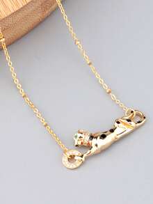 1pc S925 Sterling Silver Unique Fashionable Luxury Cheetah Pendant Necklace For Women, Personalized European And American Versatile Delicate Small Leopard Clavicle Chain, Sweater Chain - Animal - View 9
