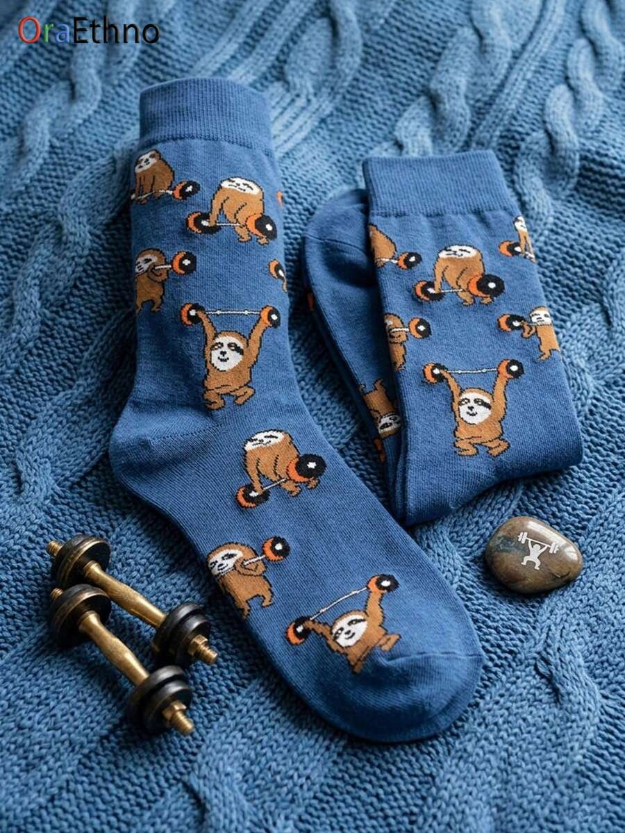 1 Đôi tất nam chủ đề thể thao và thư giãn thú vị (với hình ảnh chú lười hoạt hình và tạ tay), màu sắc tương phản, thấm hút mồ hôi, kháng mùi, mềm mại và thoải mái, tất cổ chân ấm áp độc đáo, thích hợp làm quà tặng sinh nhật, Halloween, Giáng sinh và các sự kiện theo chủ đề cho bố, ông, con trai, chồng, bạn trai, người đam mê thể dục và những người yêu động vật dễ thương. Món quà chủ đề thể thao tuyệt vời nhất dành cho bố/ông/con trai, vợ, con gái và bạn gái, tất dùng được cả bốn mùa. - Nhiều màu - Xem 1