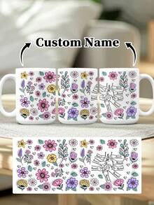 1pc 11oz/15oz Custom Mother's Day Name Mug, Personalized Coffee Cup With Printed Name. The Wrap-Around Pattern On The Mug Can Be Customized With Up To 8 Children Holding Their Mother's Hand. This Mother-Themed Mug With Floral Elements Is An Ideal Gift For Mom And A Unique, Thoughtful Present - 款式9 - 查看 112
