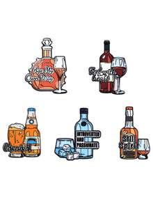 5 chiếc ghim cài áo hình cốc nước ngộ nghĩnh, sáng tạo, phụ kiện thời trang cá nhân hóa bằng chữ cái tiếng Anh cho chai nước. - Nhiều màu - Xem 9