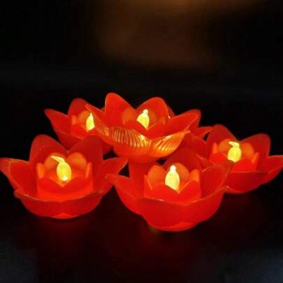 6 PCS LED Lotus Table Cand Llight - Lotus Lamps Electronic Buddhist Lights Battery Operated Buddha Flickering Warm White Lights For Home Decorative Temple Desktop Centerpiece