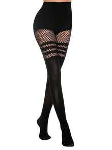 3 Pairs Sexy Hollow Dance Tights, Dense Mesh Stockings, Nightclub Queen Black Silk Sensual Fishnet Pantyhose - Multicolor - View 9