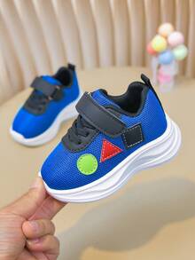 1 Pair Children's Blue Mesh Hook And Loop Sports Shoes, Easy To Wear And Versatile - Blue - View 8