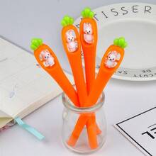 10pcs/Set Cute Cartoon Simulated Radish/Carrot Rabbit Neutral Pens, 2 Styles Available, High-Quality Student Stationery, Creative Personalized Holiday Gift Black Ink Pens, Suitable For Students - Back To School Season - Sets - View 2