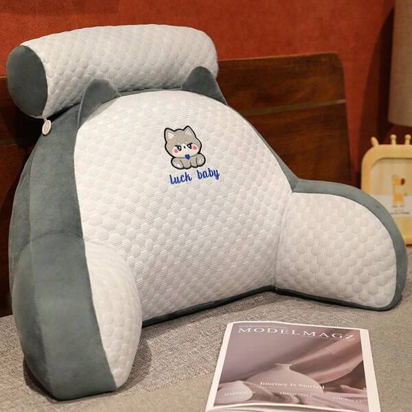 Cuscino testata in fibra di seta con inserto, cuscino lombare morbido e spesso, cuscino da lettura ergonomico, adatto per divano e letto, decorazione per la casa in tutte le stagioni, accessorio da lettura comodo con tema di animali carini