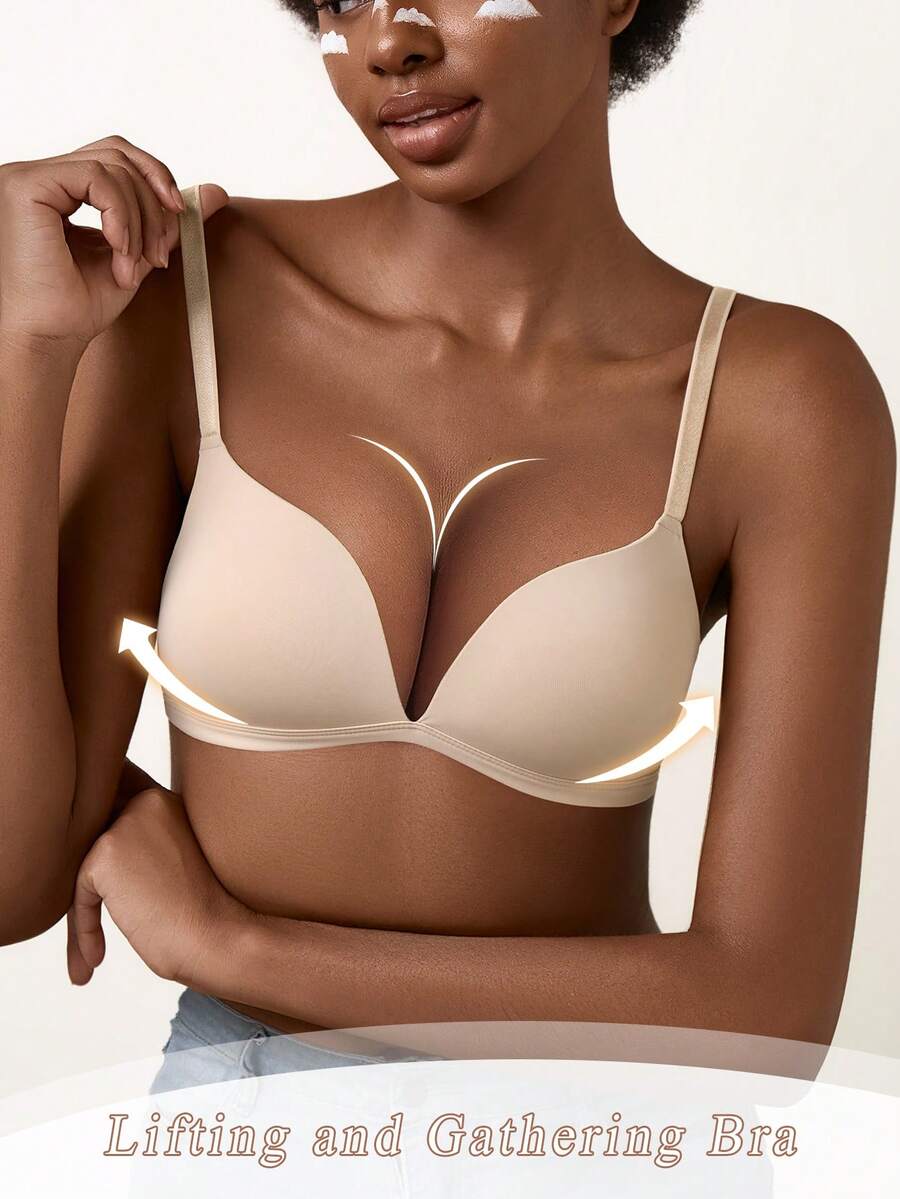 女士无钢圈提拉支撑文胸 - 舒适T恤文胸，全天候提拉塑形支撑，无缝亲肤，提升日常穿着自信