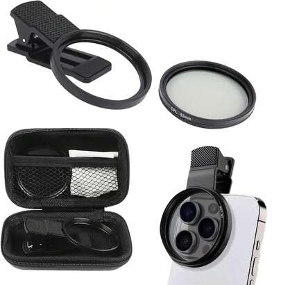 Alloy Mobile Phone Auxiliary Camera 52mm Aluminum Alloy Phone Camera Lens Clip, Macro CPL Star Variable ND Filter Kit For All Smartphones, Round Hole Design Mother's Day Birthday Gift