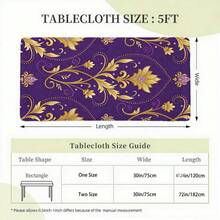 1 chiếc khăn trải bàn màu tím vàng trang nhã và thời trang, mềm mại và dễ lau chùi, đa năng dùng cho bàn ăn/bàn cà phê/bàn làm việc/bàn đầu giường/bữa ăn ngày lễ, cũng thích hợp cho dã ngoại/cắm trại/tụ họp ngoài trời/ban công, khăn trải bàn đa dụng. - Màu tím - Xem 2