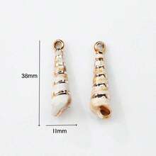 10件套贝壳金边吊坠，亚克力海洋生物挂件，DIY手链项链耳环配件，夏季海滩度假女孩礼物 - 彩色 - 查看 4