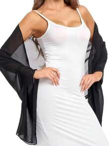 雪纺披肩围巾，适合新娘婚礼派对晚礼服和特殊场合穿着 - 淺粉色 - 查看 5