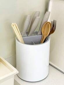 1 szt./3 w 1 uchwyt na przybory kuchenne do blatu z blokiem na noże i półką na sztućce. - Zobacz 4
