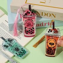 Fantasy Readers/Romantic Readers/Dark Romantic Themed Delicious Pearl Milk Tea Shaped Acrylic Colored Bookmarks, Cute Reading Page Design, Party Decorations, Reading Decorations, Learning Markers, Writing Helpers, Suitable For Book Lovers, Readers, Writers, Women, And Men. - Milk Tea Stick - View 13