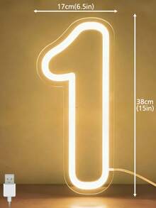 0-9 Number LED Neon Light, USB Powered, Birthday Wedding Party Wall Decor Light - 彩色 - 查看 19