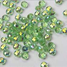 100pcs 8mm High Quality Glass Crystal Beads, Flat Round Loose Beads, Suitable For DIY Bracelet And Necklace Jewelry Making - Green - View 8