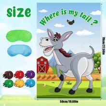 套装，包含30张尾巴和0张驴子游戏海报的“给驴子贴尾巴”游戏，适合生日性别揭晓派对、婚礼、节日、嘉年华派对用品 - 海報 - 查看 3