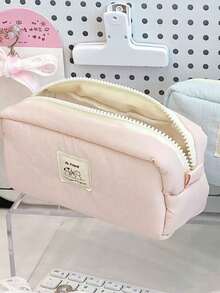 1个大容量简约铅笔盒 - 米色，学校和办公室收纳包，带笔槽和马克笔槽，耐用便携收纳袋，适合学生、教师、专业人士 - 兼容钢笔、铅笔、荧光笔 - 彩色 - 查看 6