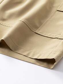1pc Men's Outdoor Casual Sports Shorts, Cargo Style Washed Multi-Pocket Straight Leg Bermuda Shorts, Summer - Khaki - View 6