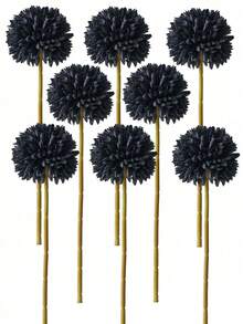 8/16pcs Artificial Chrysanthemum Ball Flowers Dandelion Hydrangea Arrangement Bouquet Present For Friends Bridal Wedding Bouquet Decor For Home Office Coffee House Party Wedding Decoration - Black - View 7
