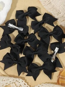 10个柔和大地色系缎带发夹，淡奶油色蝴蝶结发卡，适合日常佩戴和上学场合 - 混合色 - 查看 10