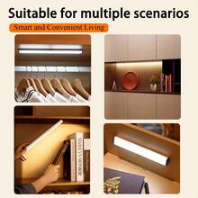 1 pièce Barre lumineuse à détecteur de mouvement LED, détection à 120°, blanc froid/blanc chaud, adsorption magnétique sans perçage, chargement Type-C 300 mAh, lumière pour armoire, couloir, 10/20/30/50 cm - Bande lumineuse à détecteur de mouvement - Voir 3