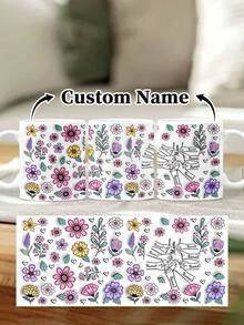 1pc 11oz/15oz Custom Mother's Day Name Mug, Personalized Coffee Cup With Printed Name. The Wrap-Around Pattern On The Mug Can Be Customized With Up To 8 Children Holding Their Mother's Hand. This Mother-Themed Mug With Floral Elements Is An Ideal Gift For Mom And A Unique, Thoughtful Present - 款式9 - 查看 65
