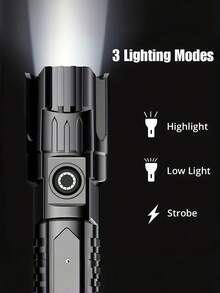 One Ultra-Bright Rechargeable LED Flashlight, Compact Zoom Handheld Flashlight, Suitable For Outdoor Camping, Fishing, Hunting, Hiking, Exploration And Emergencies, Travel,With Built-In Battery.Travel Essential - Star - View 6
