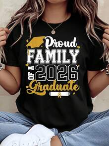 Proud Family Of A 2026 Graduate Graduation Shirt For Parents And Relatives Celebrating College High School Or University Graduation 2026 Graduation Party Gift For Family Members,220g - 黑色 - 查看 1