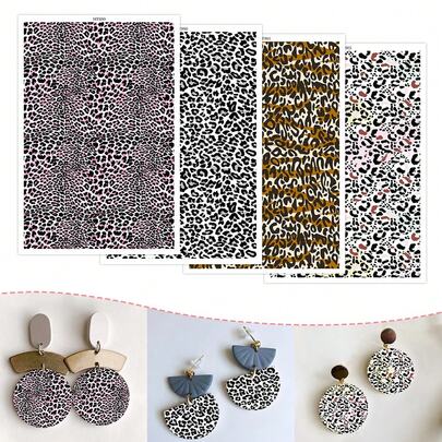 1pc Leopard Print Transfer Paper, Size 5.82*3.93 Inches, Designed For DIY Jewelry & Earring Art Creation, Suitable For Polymer Clay Transfer