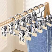 10pcs Clothes Hanger Set: Steel Hangers For Hanging Shirts, Pants, Skirts And Other Garments. Rotatable Hangers With Adjustable Non-Slip Clips, Convenient To Use (Max Length 17cm/6.69in) - Multicolor - View 9