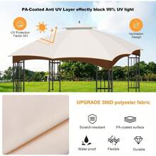 10x12 Canopy Replacement Top, Double Tiered Gazebo Cover With Air Vent Heavy Duty, Waterproof Gazebo Roof With Upgraded 300D Polyester For Outdoor Patio Garden Canopy, Beige - 圓頂 + 米色 - 查看 5