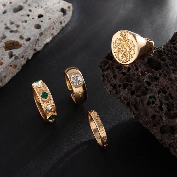 خاتم مرصع بالماس من النمط الأوروبي والأمريكي الهيب هوب، خاتم فاخر ذو إحساس شخصي وأناقة، إكسسوار شائع للرجال عبر الحدود