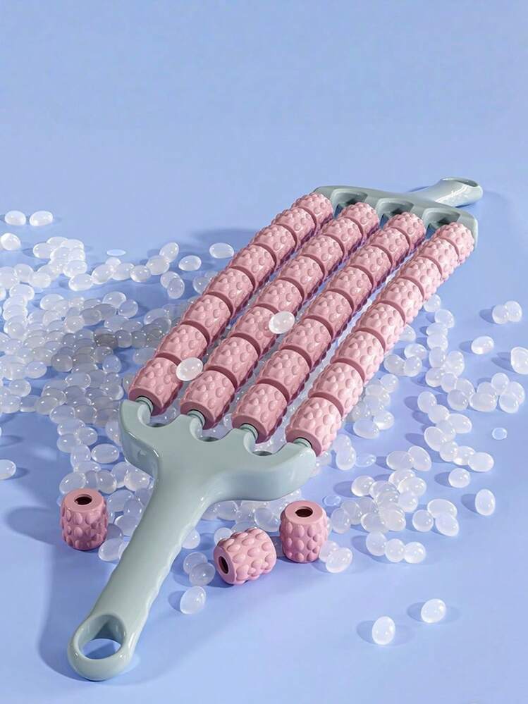1个瑜伽柔韧性按摩滚轮，32颗珠子4排按摩滚轮，瑜伽放松棒，肌肉放松按摩棒，瑜伽按摩球，腿部按摩棒，腰部按摩棒，背部按摩棒，手臂按摩棒，送给妻子、女友、母亲的最佳礼物，节日、生日、母亲节礼物 - 彩色 - 查看 4