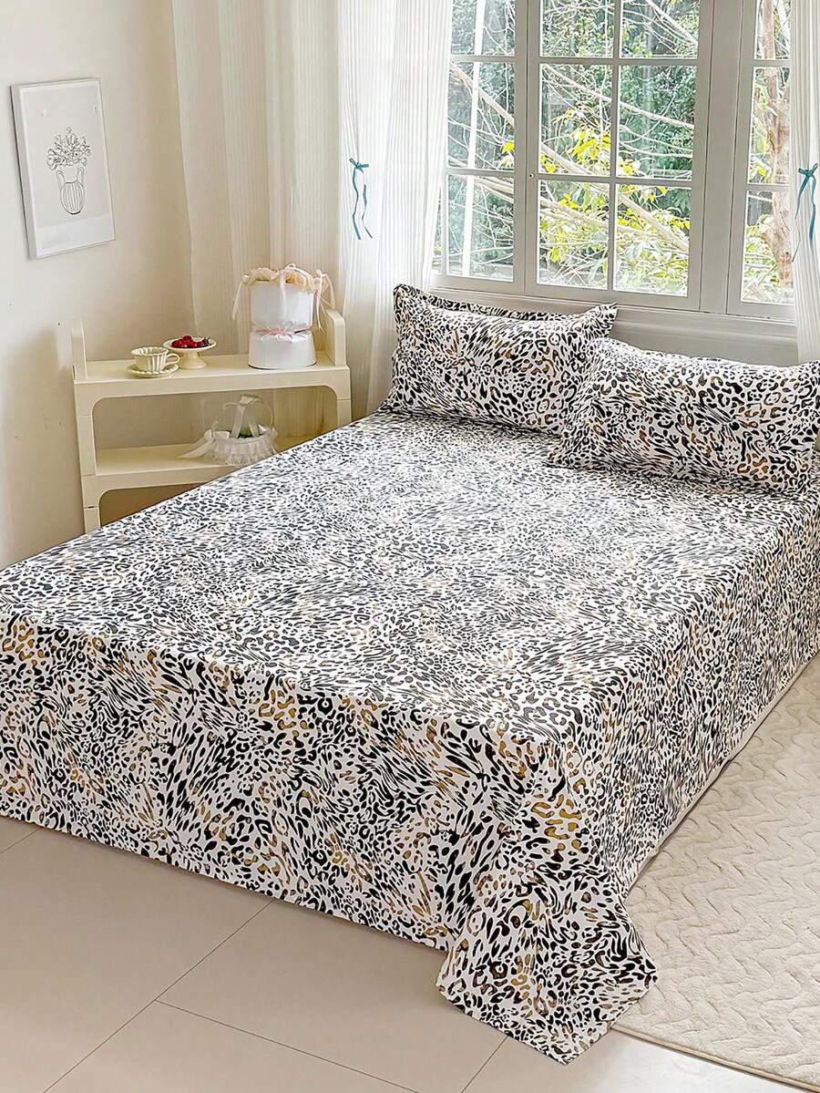 Set Sprei Motif Bunga 3 Buah (Termasuk Sarung Bantal, Tidak Termasuk Isi Bantal) Sprei & Selimut Bermotif Kain Poliester, Dapat Dicuci, Lembut & Tahan Lama, Cocok Untuk Kamar Tidur Atau Kamar Tamu, Perlengkapan Tempat Tidur Rumah Minimalis Modern - Kekuatan harimau - View 1