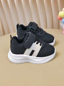 1 par de zapatos infantiles, zapatos de malla negra con suela blanda, zapatillas infantiles con , para primavera y otoño - Negro - Ver 8