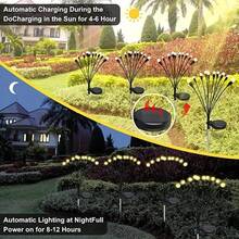 太陽能螢火蟲燈 60LED*6入/40LED*4入 戶外太陽能燈 IP65防水 適用於花園、露台、庭院、陽台裝飾(暖白色) - 地插螢火蟲 - 查看 7