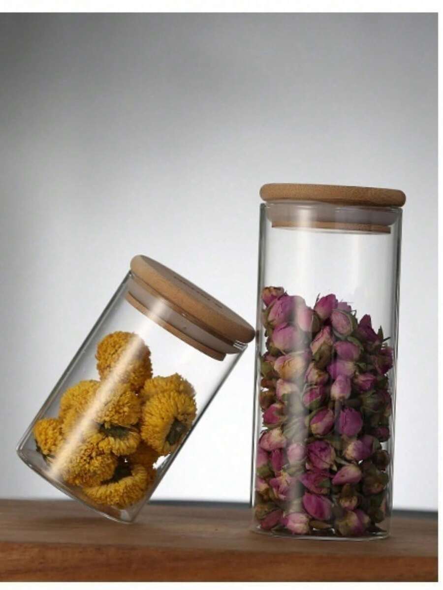 Frasco de vidrio borosilicato de alta calidad sellado para azúcar, crema, té, aperitivos, condimentos, decoración de mesa para bodas y festivales, cocina, regalo de Navidad, útiles escolares, granos de café con amplias aplicaciones en restaurantes, cocina, hotel, regalo de Navidad, útiles escolares - Multicolor - Ver 1