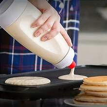 1pc Pancake Batter Dispenser Bottle With Whisk, Batter Mixer Bottle For Baking Pancakes, Cupcakes, Muffins, Crepes, White - Multicolor - View 2