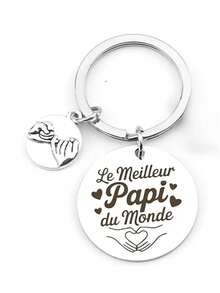 爷爷的礼物，爷爷节礼物，爷爷钥匙扣，不锈钢原创钥匙扣，爷爷生日和圣诞节礼物。标语：休闲，派对，可爱，优雅，街头，锌合金，派对 - 銀色 - 查看 3