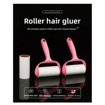 1 cái lăn bụi vải hình trái tim hai màu hồng trắng, có thể tháo rời, dùng tay, có keo dính để loại bỏ xơ vải trên quần áo.