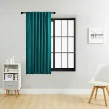单片装或双片装可选尺寸/系带式窗帘/杆袋式窗帘/可使用夹子/遮光窗帘套装/纯色隔热遮光窗帘/适用于客厅、办公室、家庭、卧室，短款可用作厨房窗帘 - 薄荷藍 - 查看 43