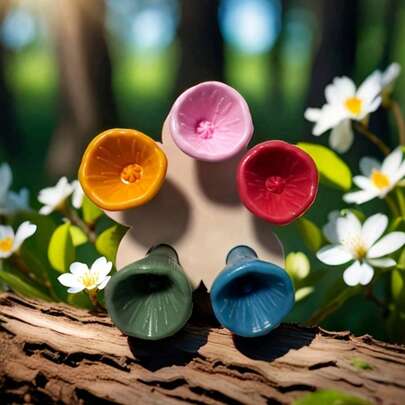 5件套彩色蜜蜂饮水器套装，蜜蜂昆虫饮水杯，带木质底座的彩色蜜蜂饮水站，花园蜜蜂喂食器，适用于户外、花园、阳台、花盆，创意园艺装饰，实用园艺工具