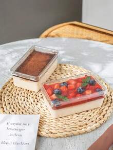 20个透明长方形甜点包装盒，可重复使用，适用于提拉米苏、豆浆、烘焙食品、奶酪等。 - 查看 4