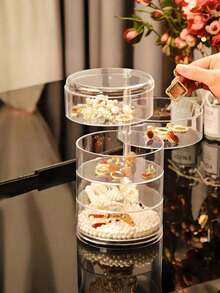 1pc 3/4/5 Tier 360° Rotating Transparent Storage Box, Multi-Functional Jewelry & Cosmetics Organizer - Clear - View 4